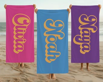 Custom Name Beach Towel, Personalized Summer Towel, Kids & Adults Towel, Vacation Pool Towel, Custom Swim Towel, Travel Beach Gift