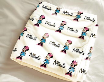 Disney Minnie Mouse Blanket, Cute Minnie Throw for Disney Lovers, Besties Gift Blanket, Girls Trip Travel Throw, Cozy Disney Style Bedding