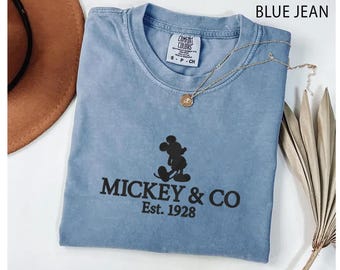 Comfort Colors® Embroidered Mickey & Co Est. 1928 Shirt, Disney Inspired Embroidery Tee, Disney Fans Gift, Disney Vacation Shirt