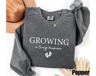 Comfort Colors® Growing a Tiny Human,Cute Pregnancy T-shirt, Pregnancy Announcement Shirt, Maternity Tee, Baby Bump Shirt, Mom-to-Be Shirt