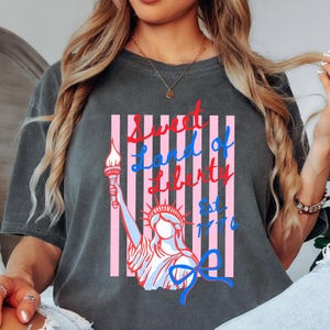 Comfort Colors® Sweet Land of Liberty Shirt, USA 250 Striped Shirt,Patriotic Fourth of July Tee, American Flag Stripes Shirt,Vintage USA Tee image 2