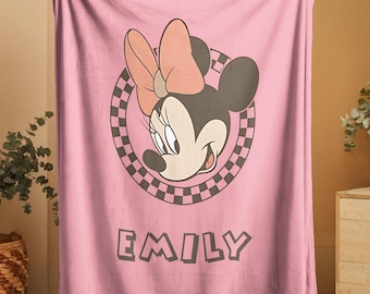 Custom Disney Name Baby Blanket, Personalized Mickey & Friends Throw, Soft Kids Name Blanket,Custom Baby Gift, Nursery Blanket,Toddler Throw