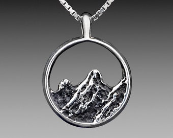 Mountain Necklace Sterling Silver  Rocky Mountains  Flatirons Nature Hiking Outdoors Gift