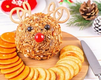 Rudolph Christmas Cheese Ball Recipe Digital Download • Festive Holiday Appetizer Printable for Parties and Christmas Entertaining