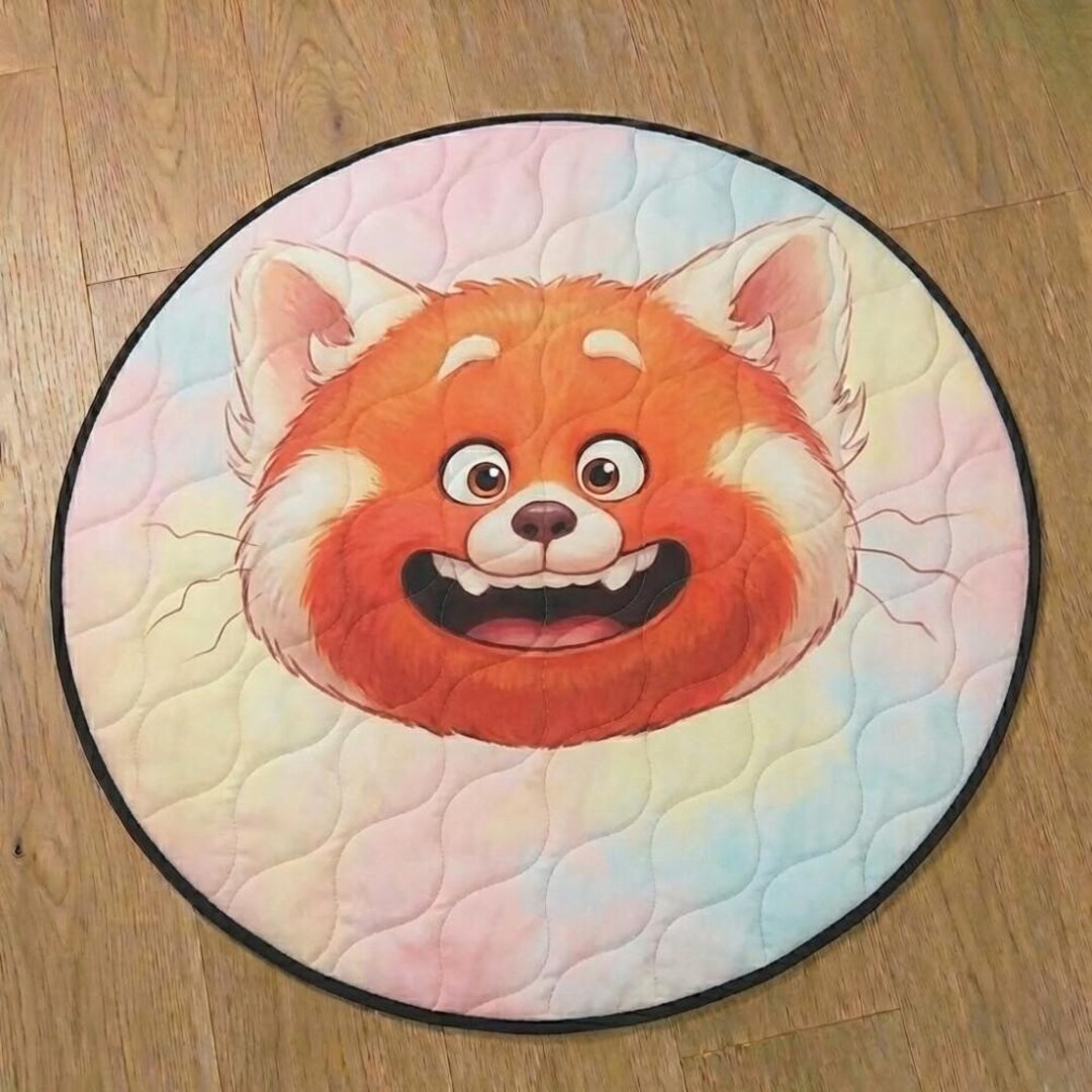 Disneyland Turning Red Quilted Round Rug, Meilin Red Panda Circle Mat ...
