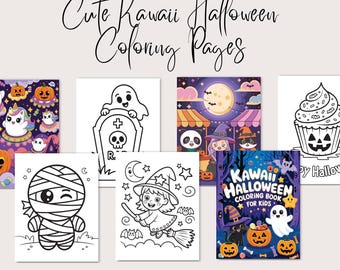 Kawaii Halloween Coloring Pages | Spooky-Cute Kids Activity (Digital Download)