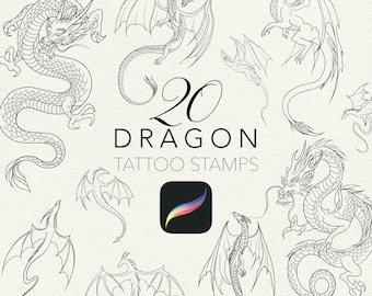 20 Dragon Tattoo Procreate Brushes