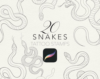 20 Snake Tattoo Procreate Brushes