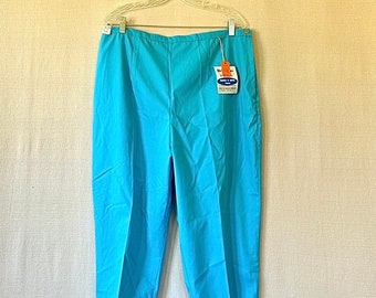 Vintage 1950s 1960s Pants Turquoise Blue 36-1/2 Inch Waist Dead Stock NWT New With Tags Extra Large