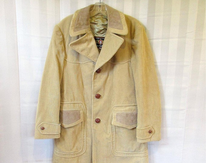 Vintage 1970s Jacket Beige Corduroy and Suede Short Coat Wool Lining 42 ...