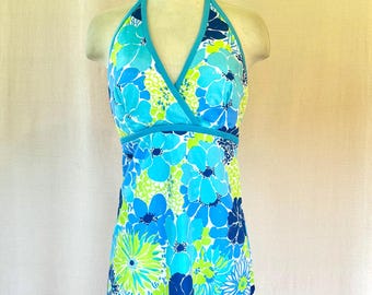 Vestido halter vintage de Lilly Pulitzer, década de 1960 y 1970. Lilly Mod. Busto 36/37, talla M, cintura imperio.