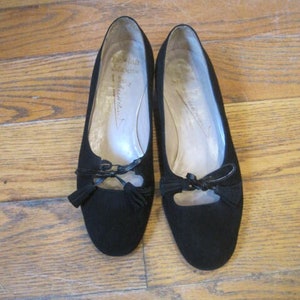 Vintage Belgian Shoes Black Suede Pumps With Tassel Tie 6.5 6 1/2 7 ...