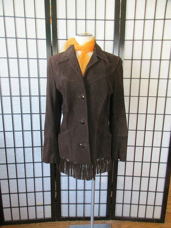 Vintage Suede Jacket with Fringe by Pioneer Wear … - image 1