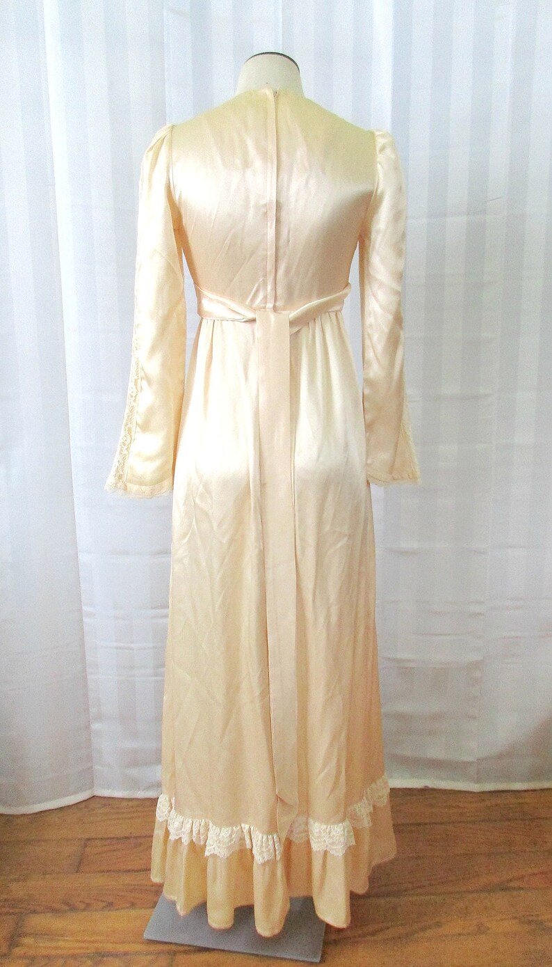 Vintage Gunne Sax Wedding Gown Satin Maxi Dress 1970s Cream Ivory Lace ...