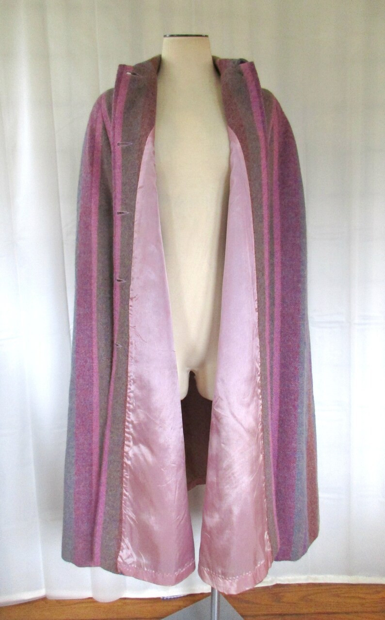 Vintage Irish Wool Cape Avoca Handweavers Purple Pink Gray S M Etsy