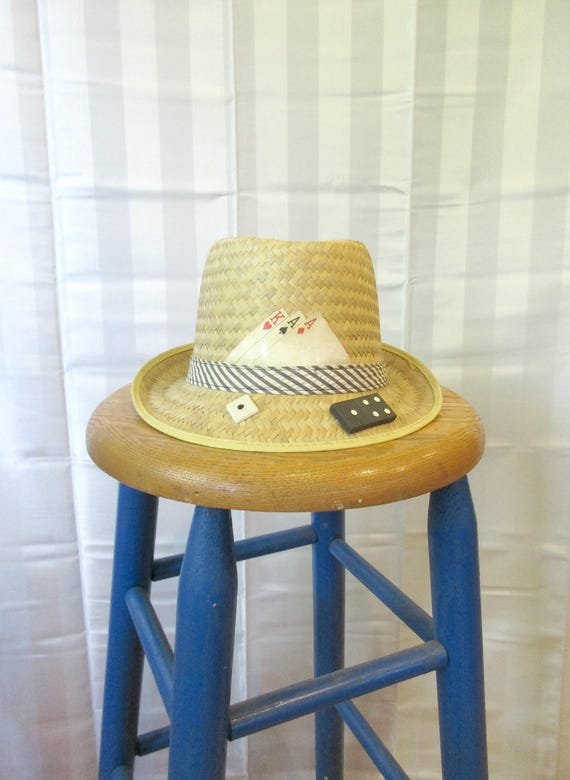 Vintage Straw Hat 1950s 1960s Unique Fedora with D