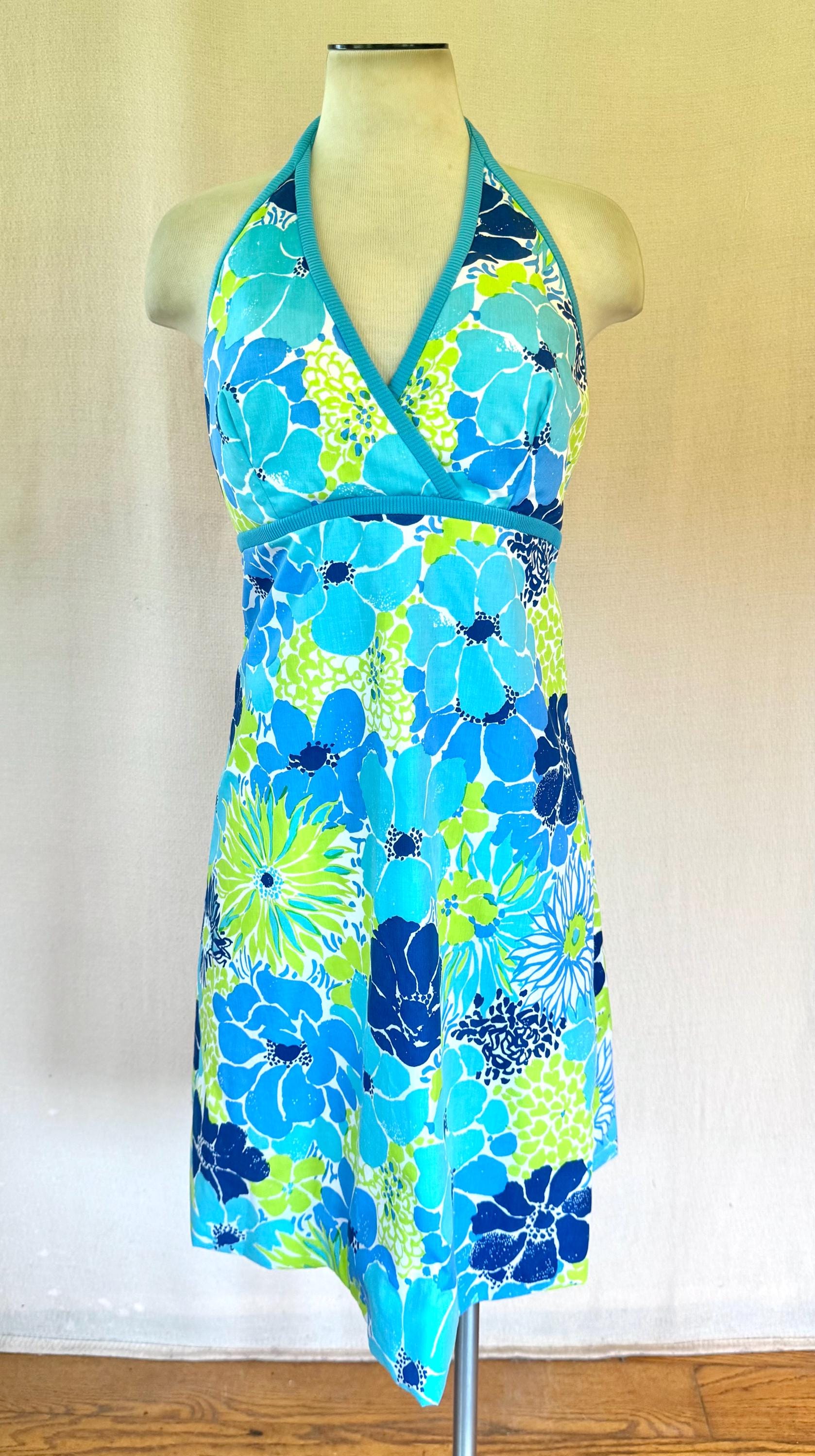 Vintage Lilly Pulitzer Halter Dress 1960s 1970s the Lilly Mod 36 / 37 Bust M Empire Waist
