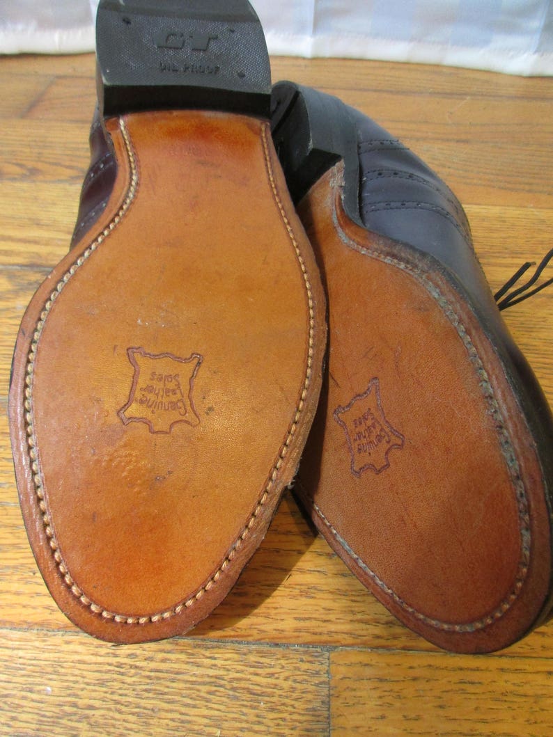 Vintage Knapp Shoes Black Leather Wingtip Shoe Size 8 1/2 EE Etsy