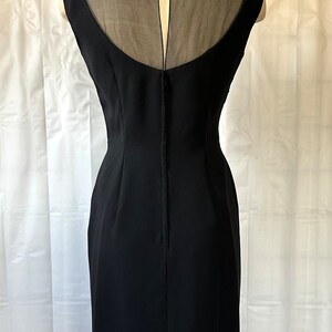 Vintage Party Dress 1950s 1960s Crepe Black Frock 36 Medium Sheer Illusion LBD Little Black Dress image 4