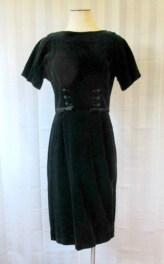 Vintage Black Velvet Dress 1950s 1960s by Carol B… - image 2