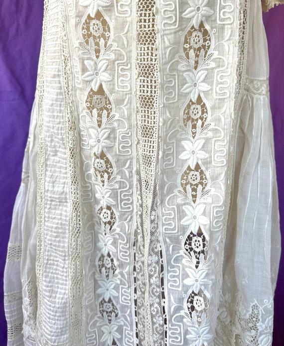 Antique Edwardian Dress 1900s White Cotton Batist… - image 5