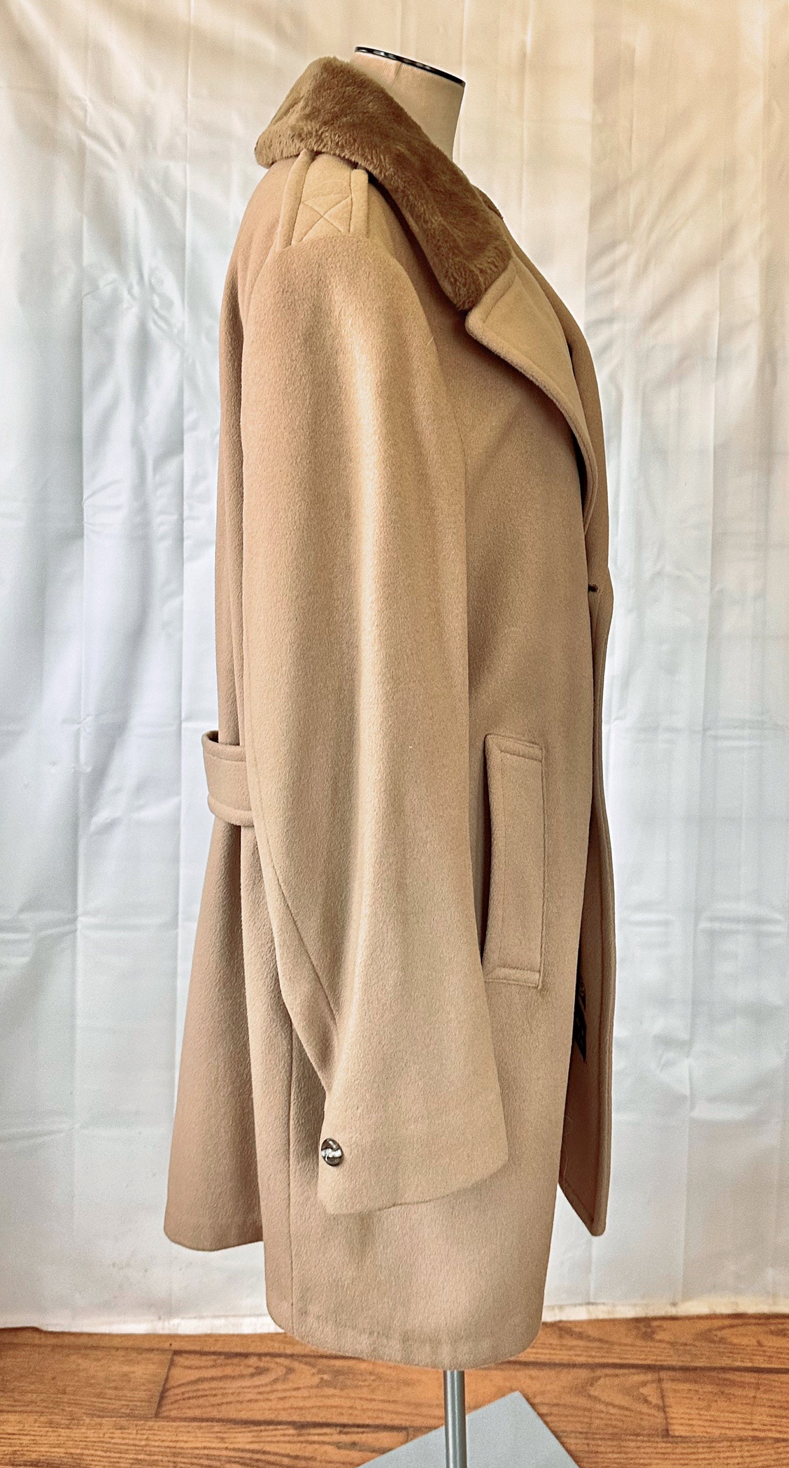 Vintage Zero King Double Breasted Wool Coat 1960s 1970s Taupe