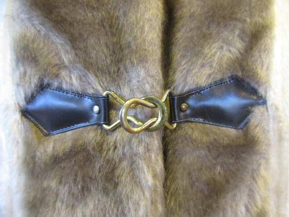 Vintage 1960s 1970s Coat Mod Faux Fur Beige Taupe… - image 7