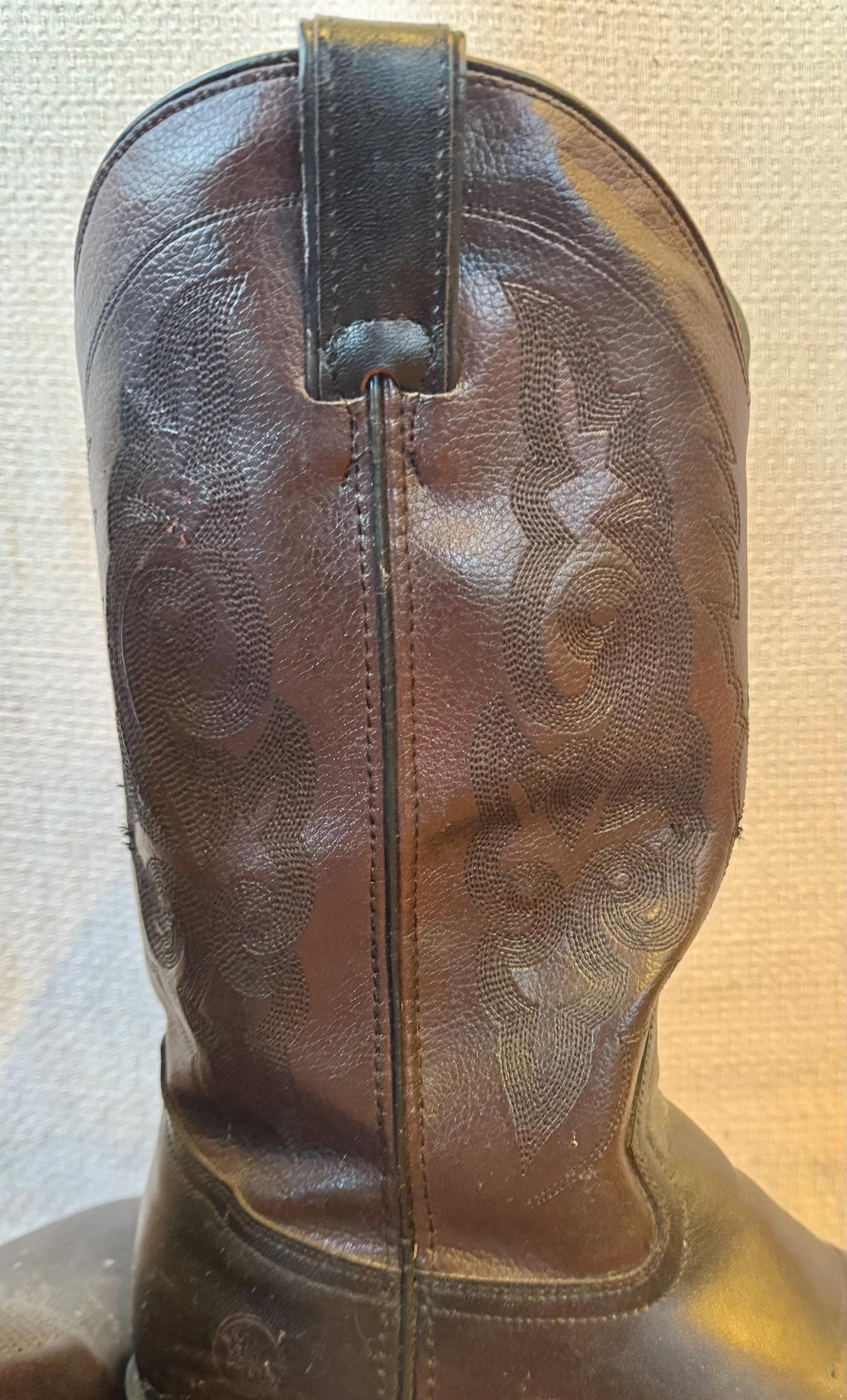 Double-H Vintage 80s Western Boots Mens 9 D Brown Leather Cowboy 5510 USA NIB Vintage Double H mens Western Boots cowboy brown leather  main image 2