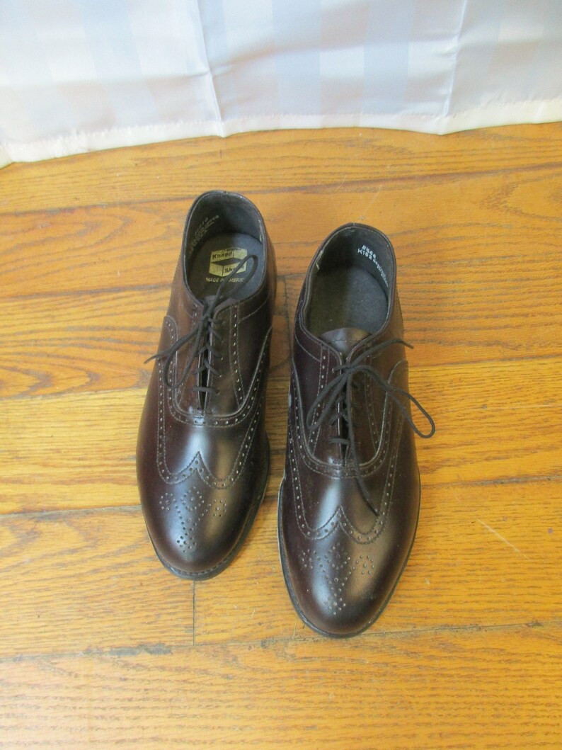 Vintage Knapp Shoes Black Leather Wingtip Shoe Size 8 1/2 EE | Etsy