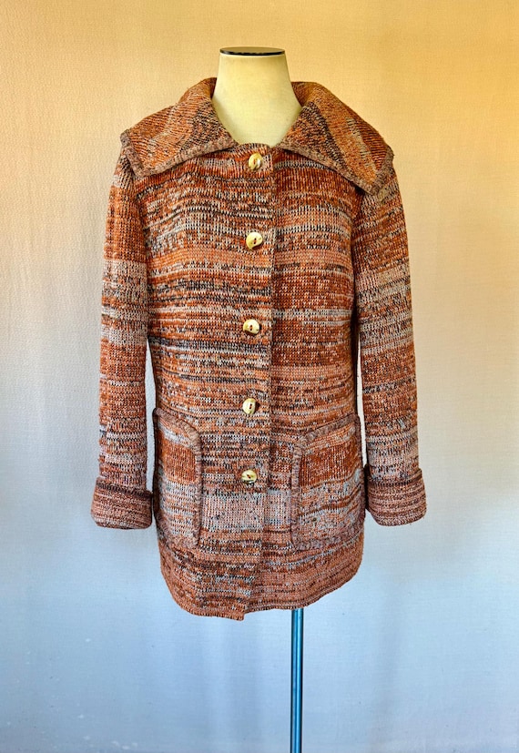 vintageニット　古着ニット　ニットコート　ニットアウターヴィンテージニット ヴィンテージ 1960 年代 1970 年代 セーターコート バイ Sakri
