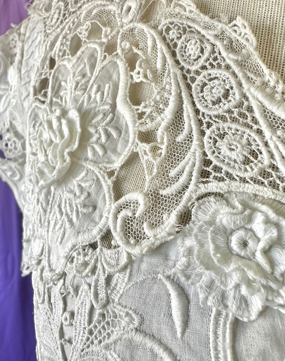 Antique Edwardian Dress 1900s White Cotton Batist… - image 10