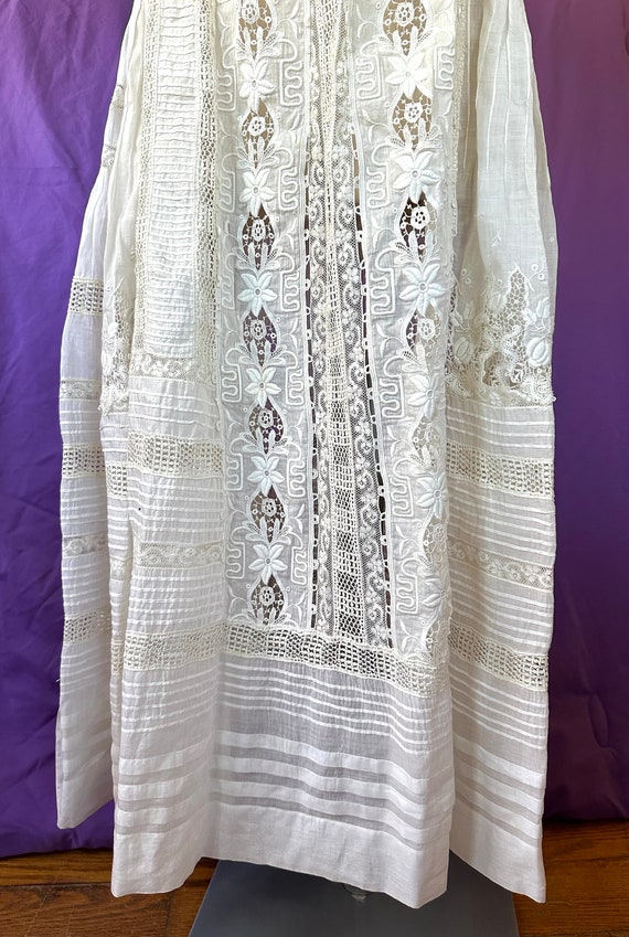 Antique Edwardian Dress 1900s White Cotton Batist… - image 4