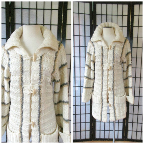 Vintage Sweater Coat By Bobbie Brooks 1970s Ivory… - image 1