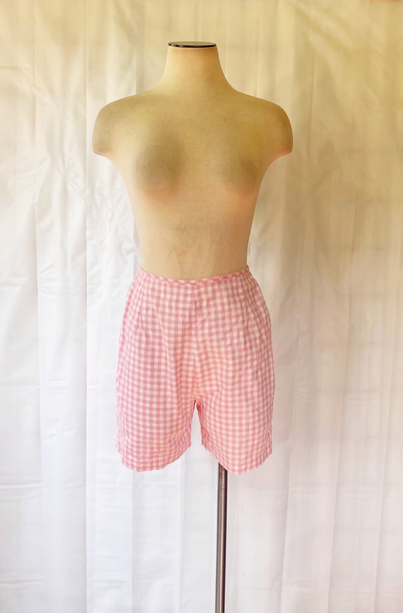 Vintage 1960s Pink and White Gingham Shorts by Bob