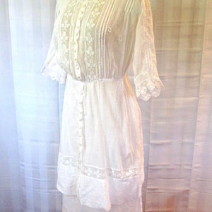 Antique Edwardian Dress 1900s White Cotton Batiste Crochet - Etsy