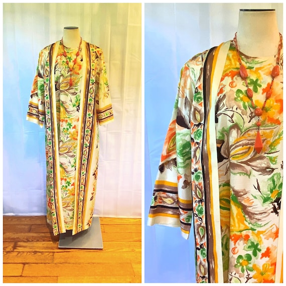 Vintage Caftan 1960s 1970s Loungewear Hostess Gow… - image 1