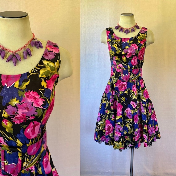 Vintage 1980s Purple Cinched Dress Vintage 1980s Purple Cinched Dress