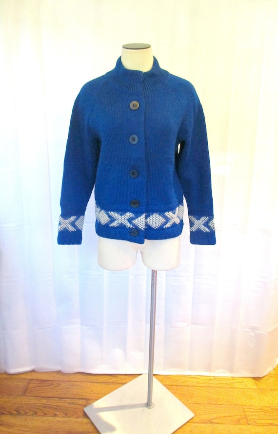 Vintage 1970s Cardigan by Catalina Royal Blue and