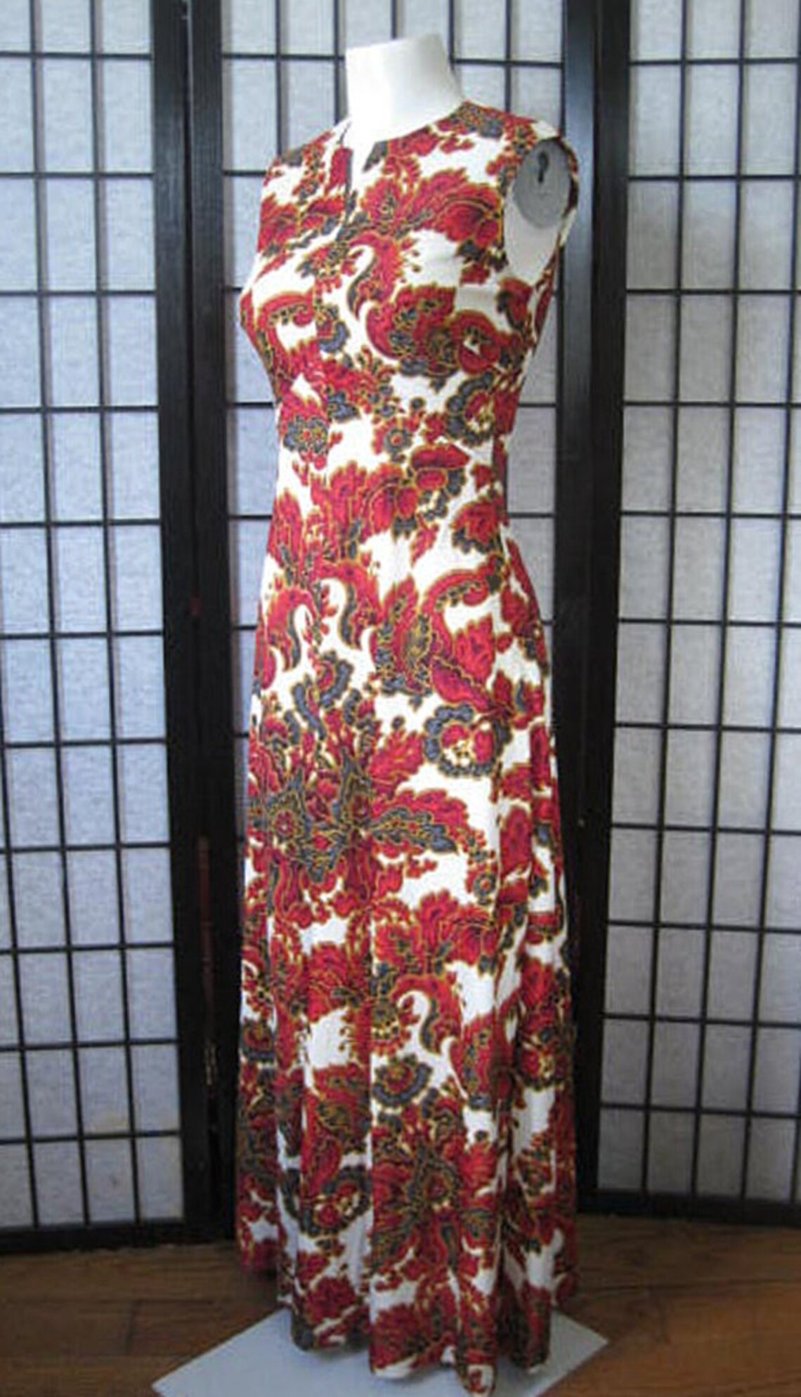 Vintage Maxi Dress 1970s Mod Paisley Long Floral Gown 32 34 | Etsy