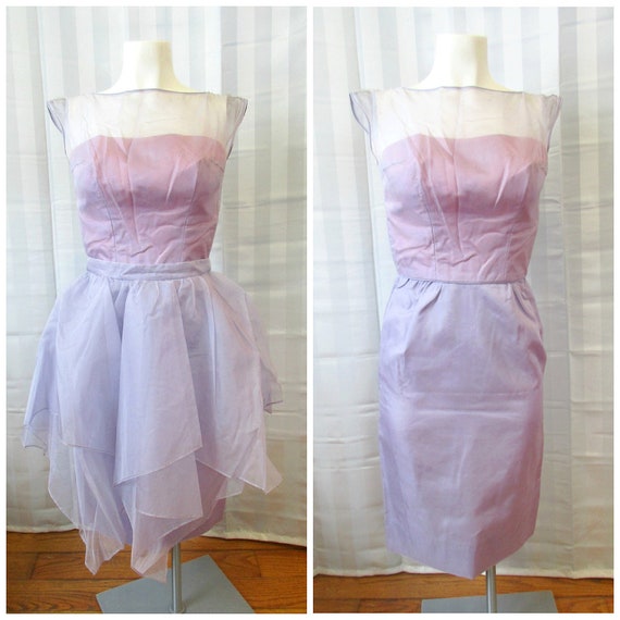 Vintage Emma Domb Party Dress 1950s 1960s Lavende… - image 1