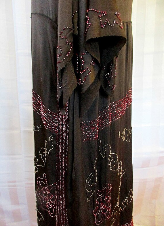 Vintage 1920s Silk Flapper Dress Brown with Beadi… - image 6