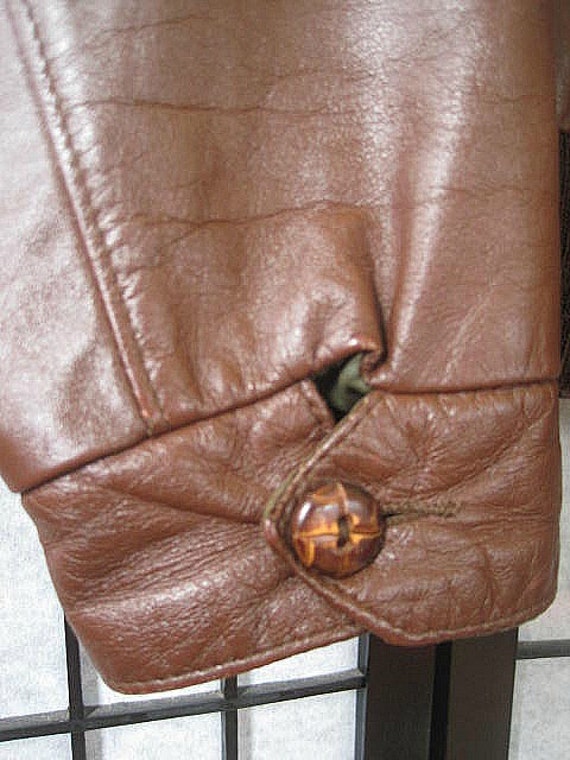 Vintage Leather Jacket 1970s 1980s Bomber Cafe Racer Brown