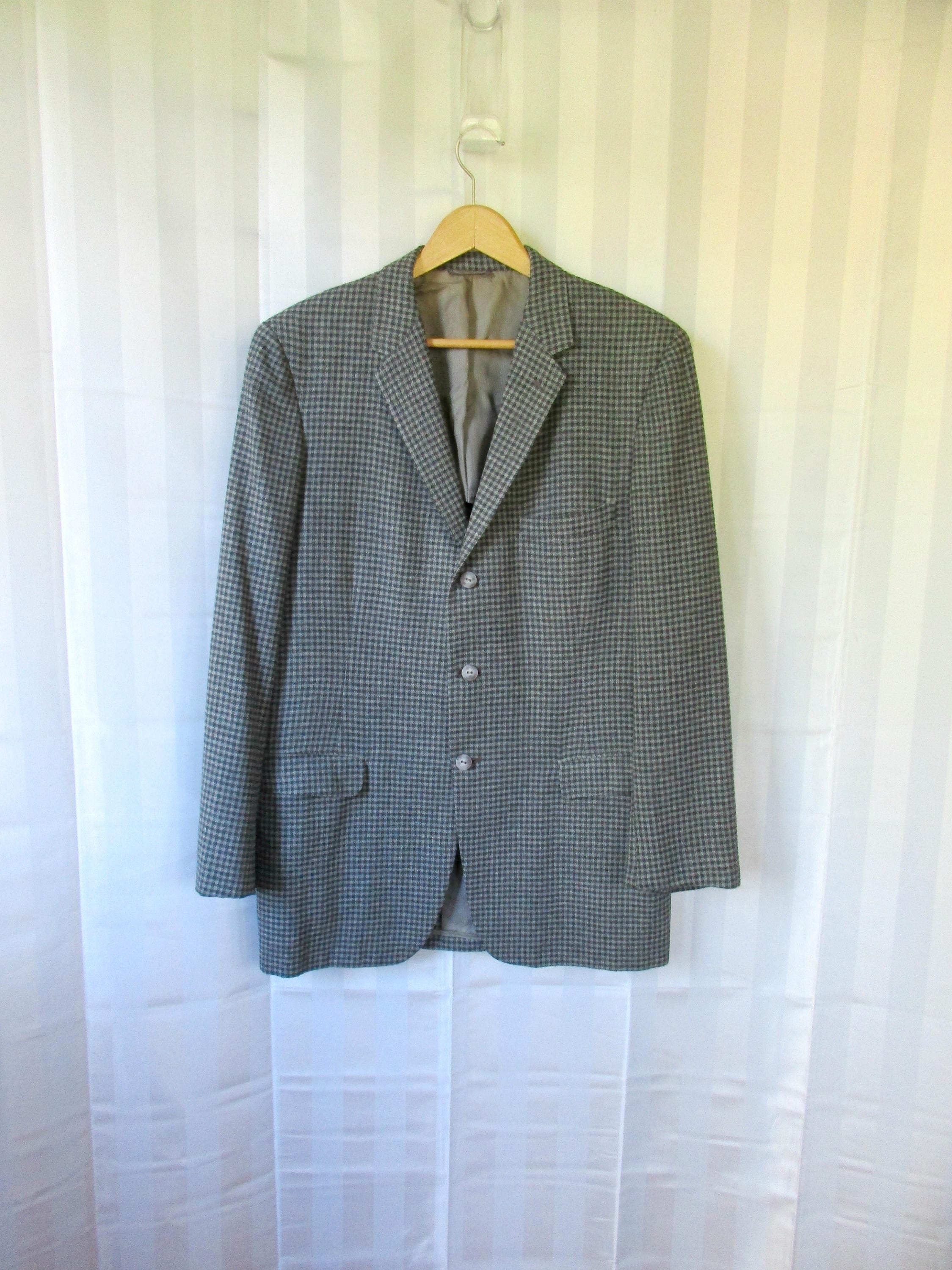Vintage Wool Plaid Sport Coat 1960s Charcoal Gray 42 40 L - Etsy Israel