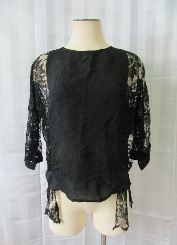 Vintage Art Deco Blouse 1920s 1930s Silk Crepe Bl… - image 3