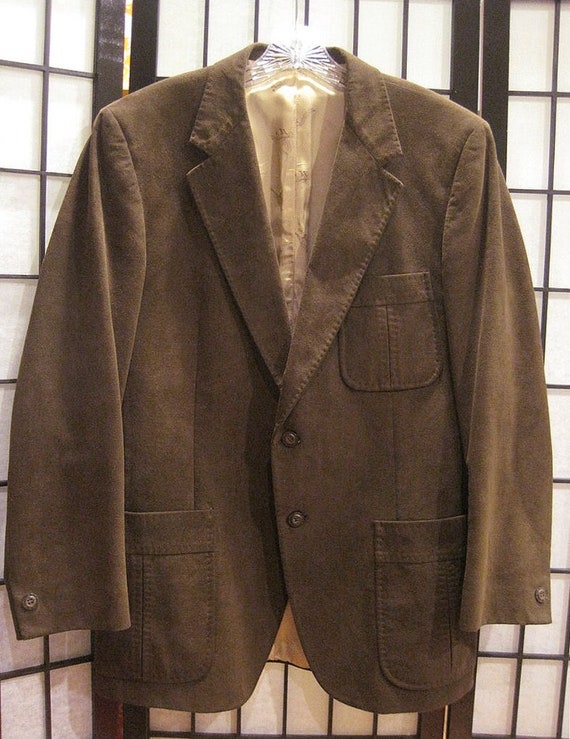 Mens Vintage 1970s Brown Jacket Ultrasuede Sport … - image 1