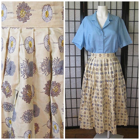 Vintage Skirt Full Circle Style 1950s 1960s Butte… - image 1