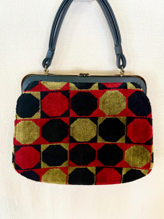 Vintage 1960s Handbag by Markay Bags Geometric Circles Pattern