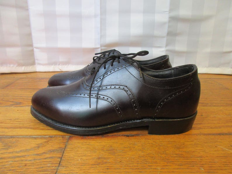 Vintage Knapp Shoes Black Leather Wingtip Shoe Size 8 1/2 EE Etsy