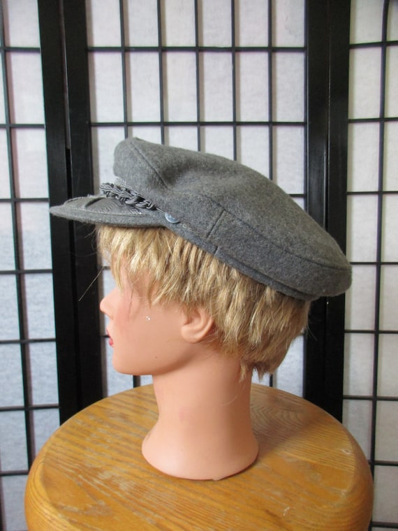 Vintage Wool Fishermans Sailor Hat Gray Cap Made in G… - Gem