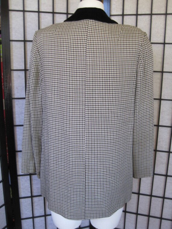 Vintage Long Jacket Velvet Collar Black Gray Whit… - image 4